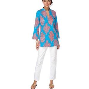 Lilly Pulitzer Turquoise and Coral Tunic Top